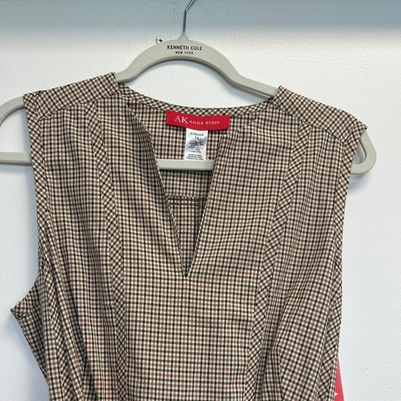 Anne Klein Beige Checkered Midi Dress - Picture 5 of 7